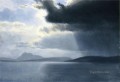 Se acerca una tormenta en el luminismo del río Hudson Albert Bierstadt